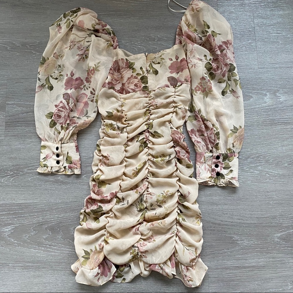 Zara Floral Print Draped Dress - Picture 11 of 16